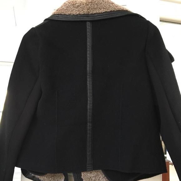 🌹VINCE🌹Black Moto jacket brown faux fur collar🌟 - Picture 4 of 4